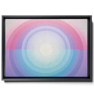 Purple Circle, Silkscreen Style, Transparent Matte Medium, Light Pink And Light Emerald, Large Canvas Format, Wall Art
