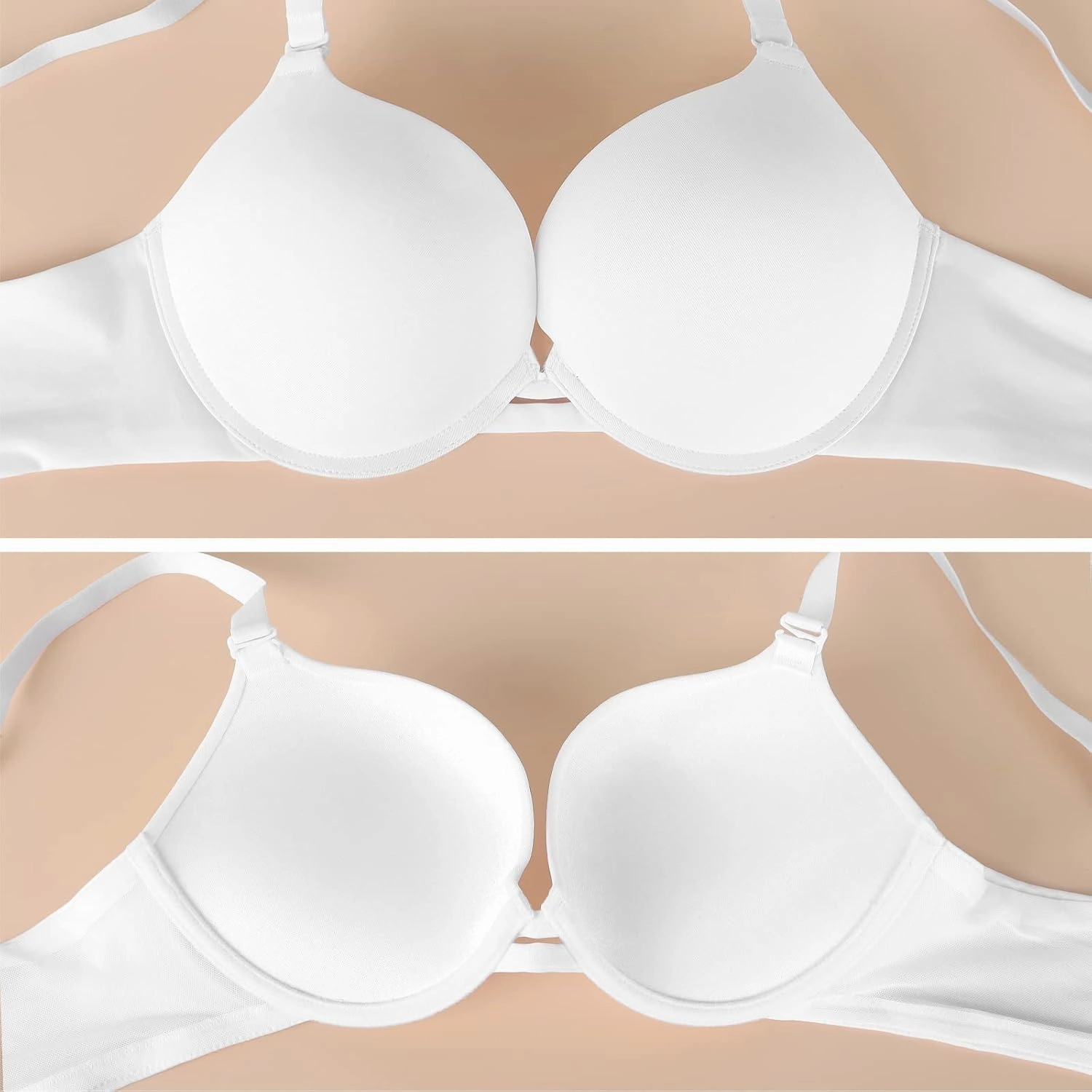 Push Up Thick Padded Plunge Underwire T Shirt Lace Bra Lift Support for Women Add One Cup