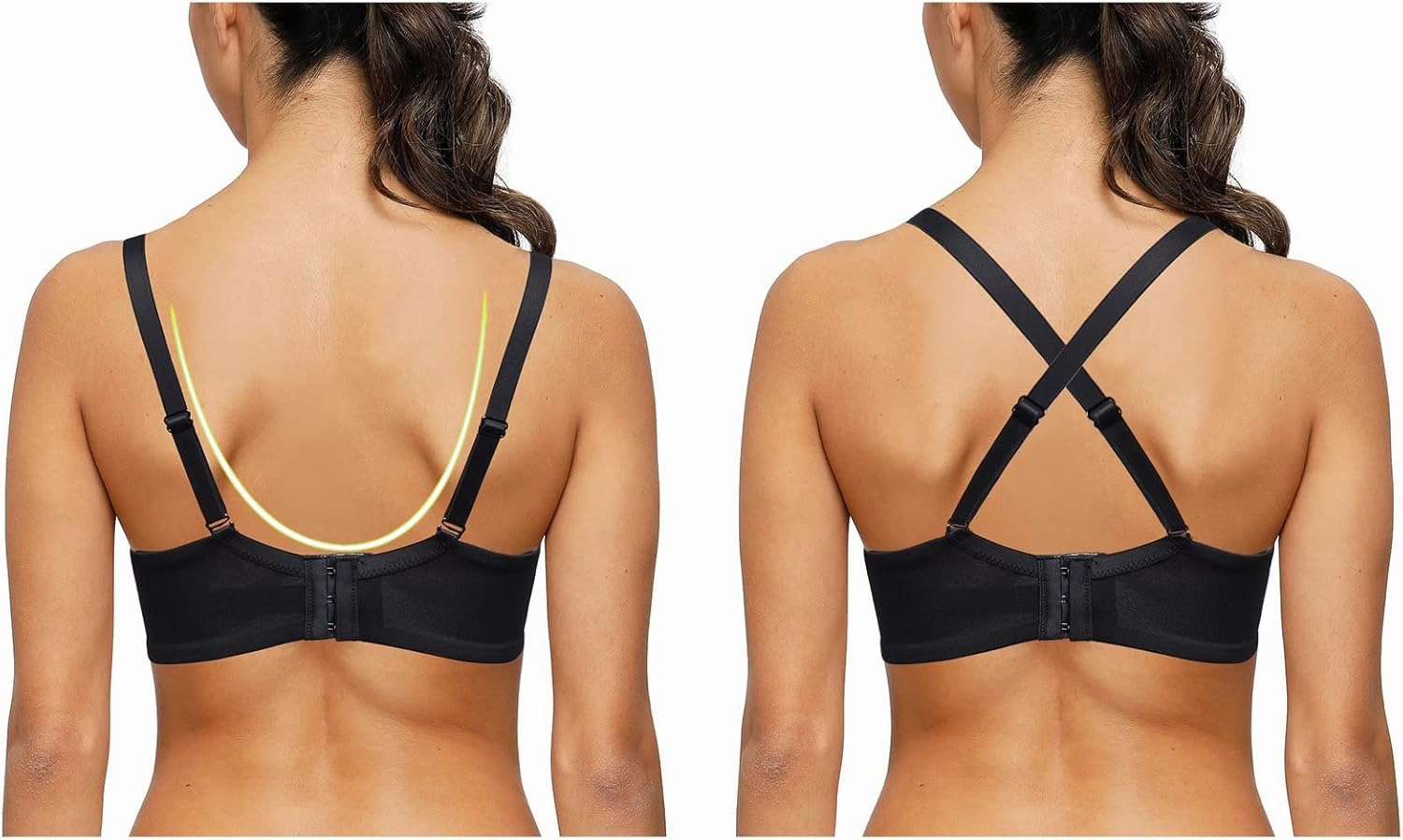 Push Up Thick Padded Plunge Underwire T Shirt Lace Bra Lift Support for Women Add One Cup