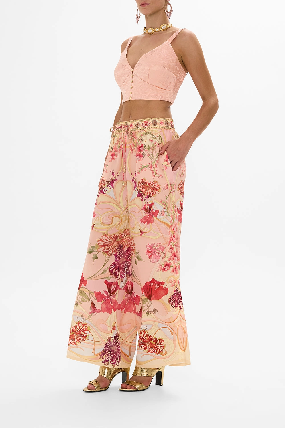 QUILTED BRALETTE BLOSSOMS AND BRUSHSTROKES