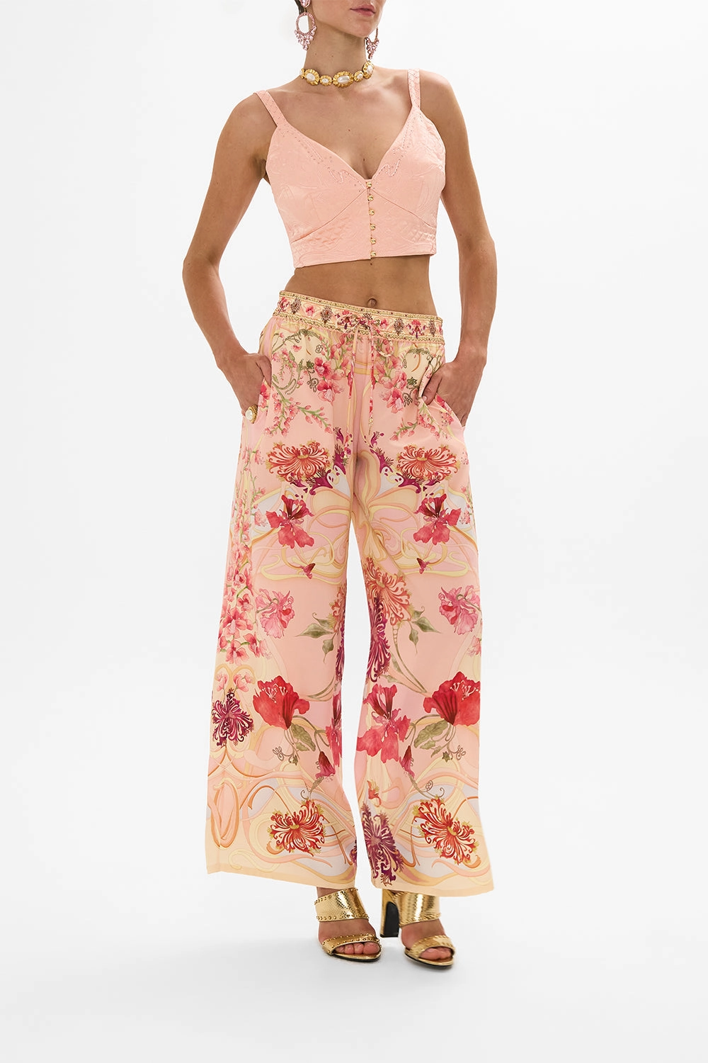 QUILTED BRALETTE BLOSSOMS AND BRUSHSTROKES