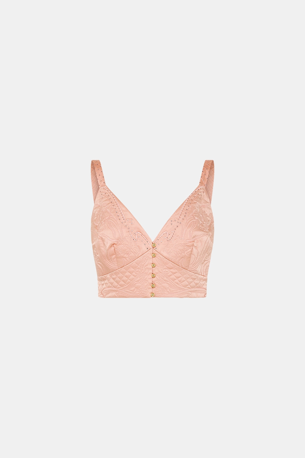 QUILTED BRALETTE BLOSSOMS AND BRUSHSTROKES
