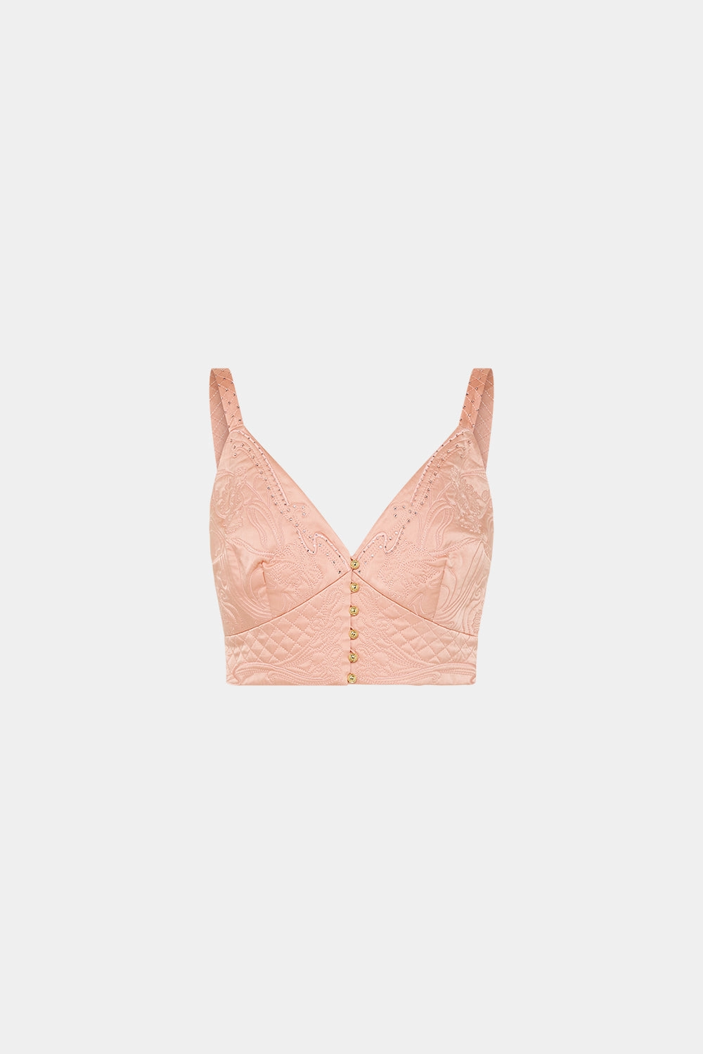 QUILTED BRALETTE BLOSSOMS AND BRUSHSTROKES