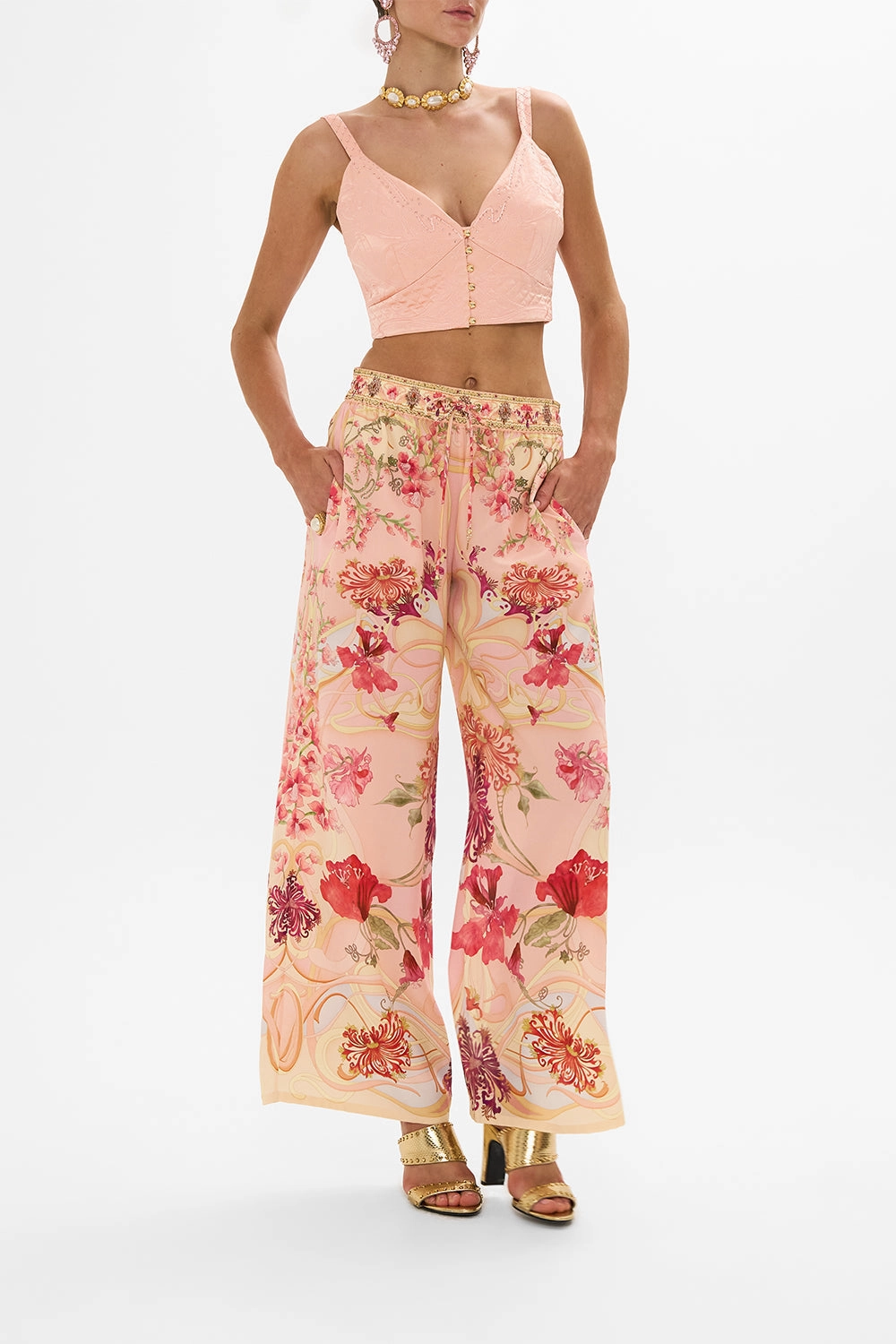 QUILTED BRALETTE BLOSSOMS AND BRUSHSTROKES