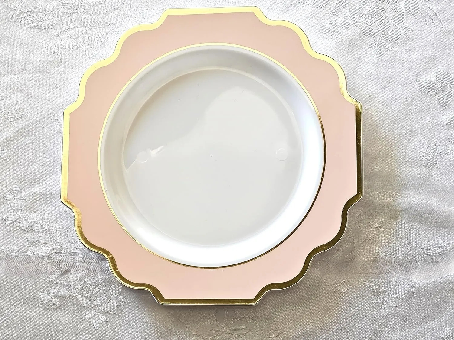 " OCCASIONS " 240 Plates Pack (120 Guests) Heavyweight Wedding Party Disposable Plastic Plates Set -120 x 10.5'' Dinner   120 x 8'' Salad/Dessert Plate (Imperial in Blush & Gold)