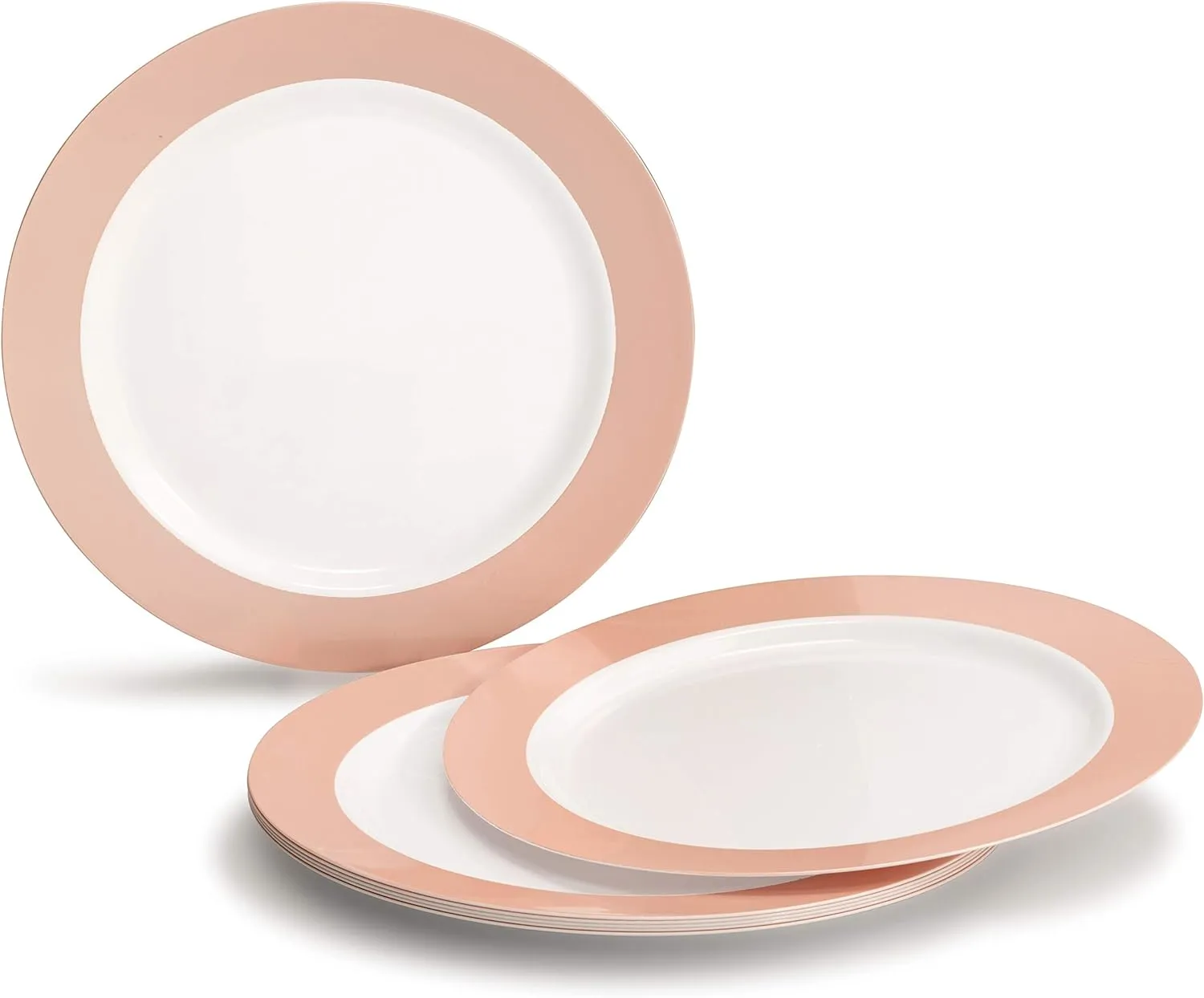 " OCCASIONS " 50 Plates Pack (25 Guests)-Wedding Party Disposable Plastic Plate Set -25x10.5'' Dinner   25x7.5'' Salad/dessert plates (Rio in White & Pearled Pink Blush)