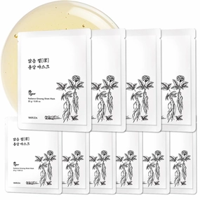 Radiance Ginseng Sheet Masks - Hydrating Face Masks for Healthy and Strengthening Skin Barrier - Vegan, Cruelty Free Korean Face Mask