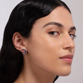 Radiant Hoop Earrings | Blue Sapphires