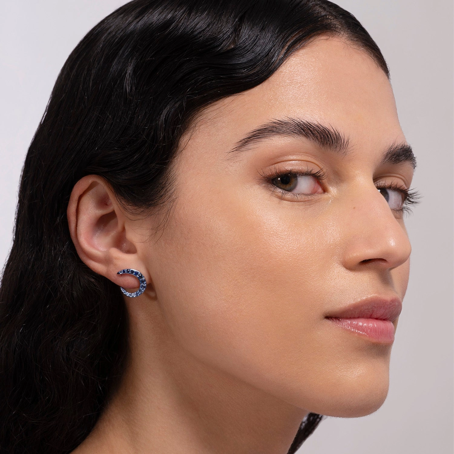 Radiant Hoop Earrings | Blue Sapphires