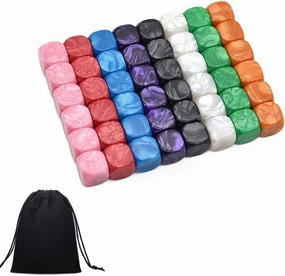 Rainbow Acrylic Blank Dice,Cubes Assorted Color DIY for Gem Cubes Training Crystal,Board Games with Storage Bag 48 Pieces 16mm