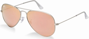 Ray-Ban Aviator Sunglasses Matte Silver/Pink Mirror (019/Z2) 55mm (SMALL SIZE)