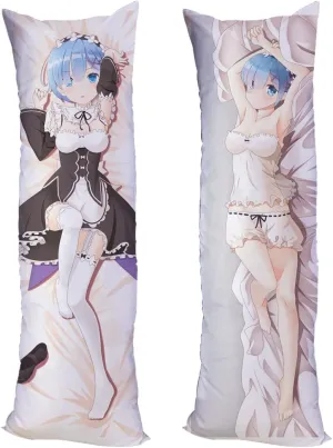 Re Zero Kara Hajimeru Isekai Seikatsu Rem Cushion Pillow Case Peach Skin 150x50cm(59in x 19.6in) Pillowcase