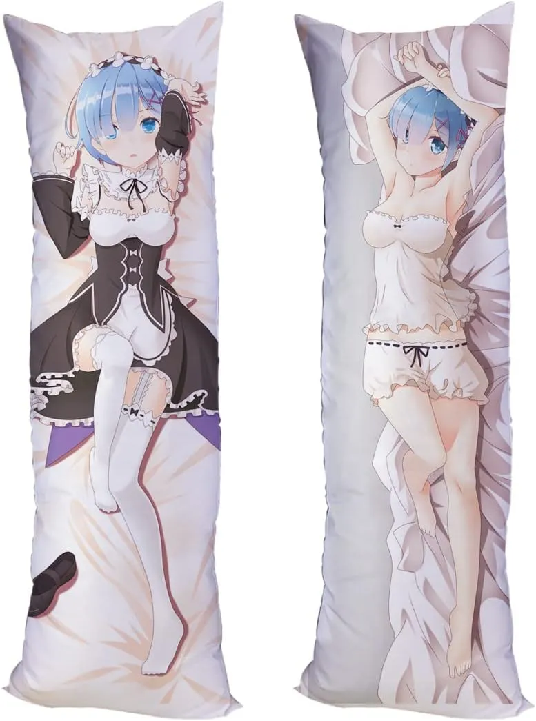 Re Zero Kara Hajimeru Isekai Seikatsu Rem Cushion Pillow Case Peach Skin 150x50cm(59in x 19.6in) Pillowcase