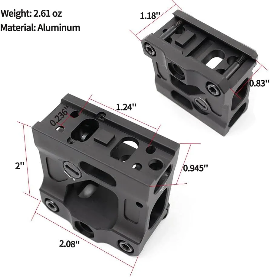 Red Dot Riser Mount 2″ Height for Optic Sight Scope Riser Mount, black/Army Green