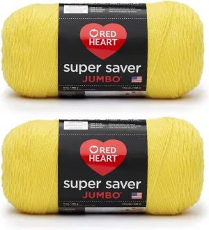 Red Heart Super Saver Jumbo Bright Yellow Yarn - 2 Pack of 396g/14oz - Acrylic - 4 Medium (Worsted) - 744 Yards - Knitting/Crochet