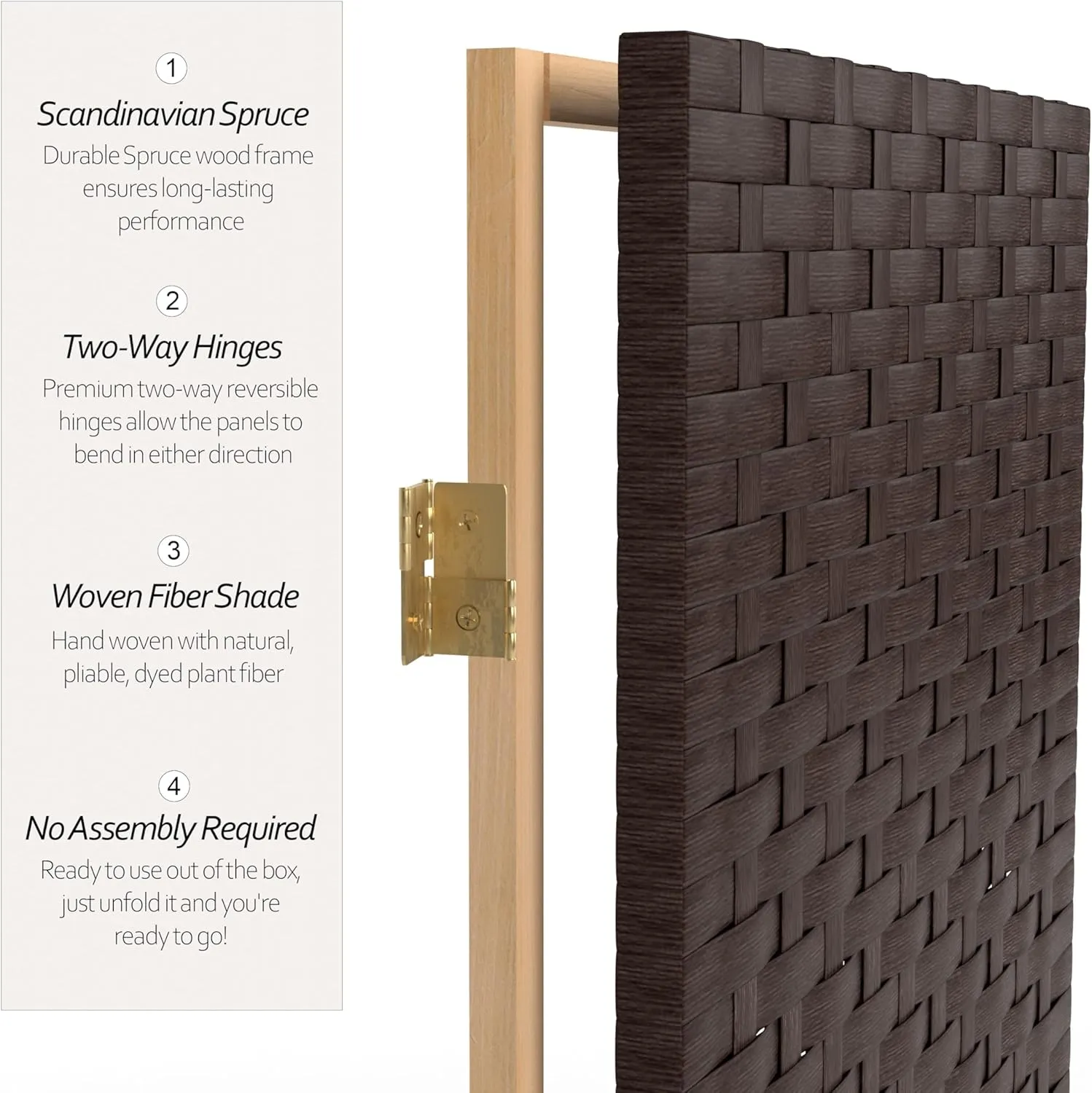 Red Lantern 7 ft. Tall Woven Fiber Dark Mocha-6 Panel Room Divider