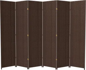 Red Lantern 7 ft. Tall Woven Fiber Dark Mocha-6 Panel Room Divider