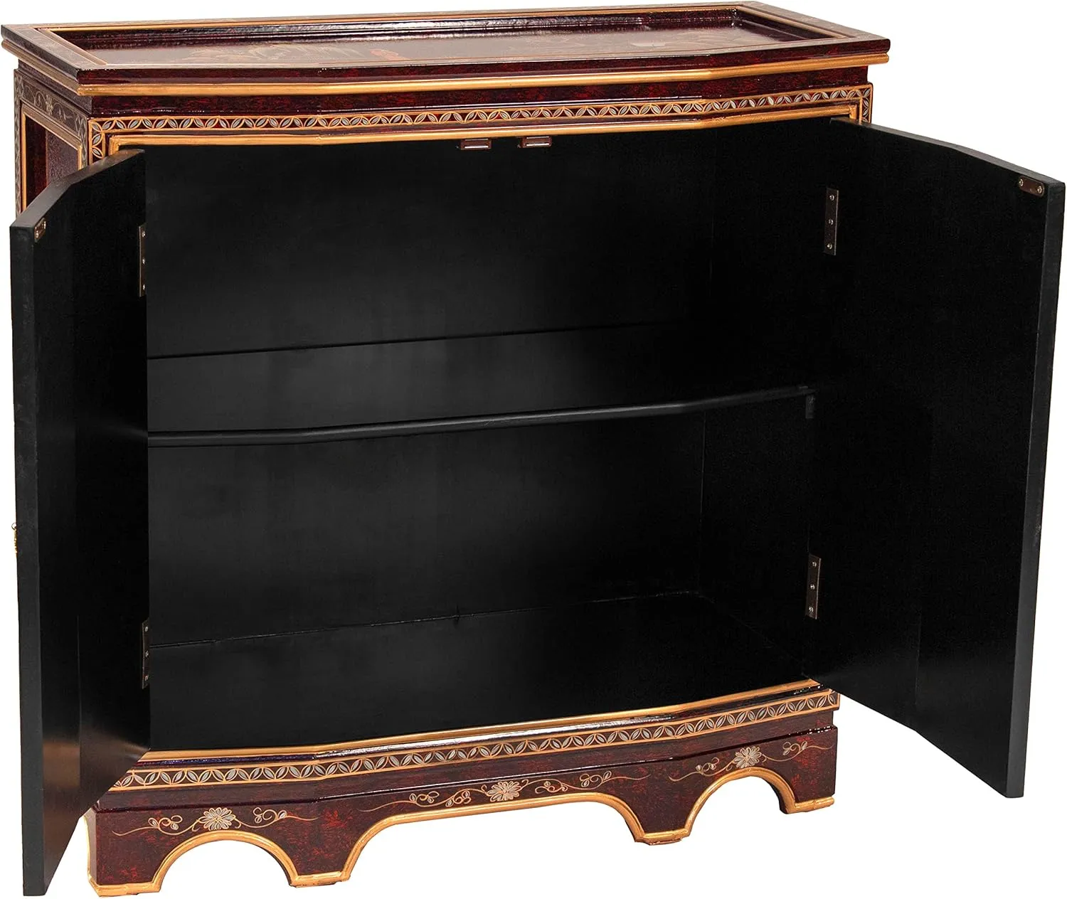 Red Lantern Artisan Crafted Red Lacquer Slant Sideboard - Landscape