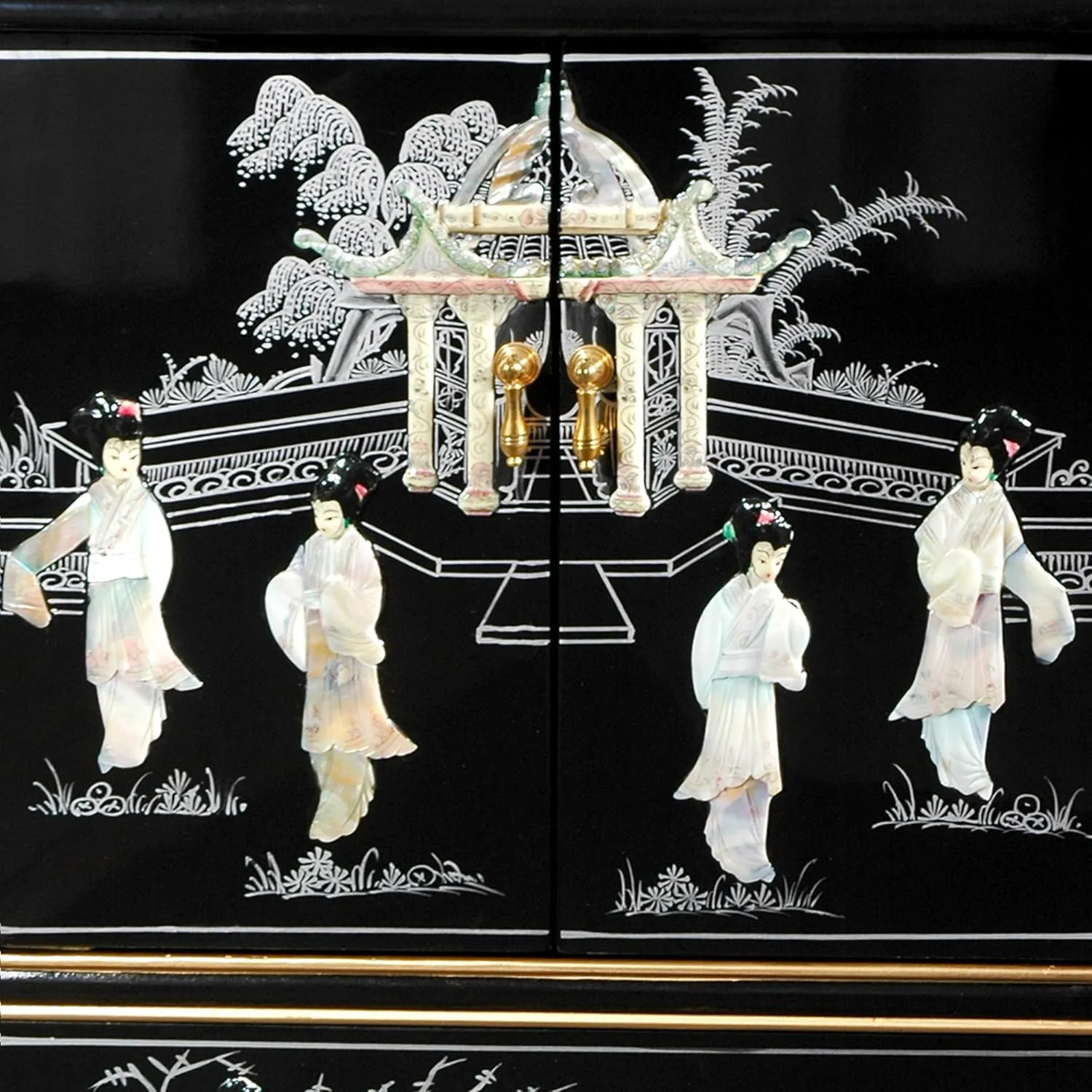 Red Lantern Hand Crafted Artisanal Black Lacquer End Table
