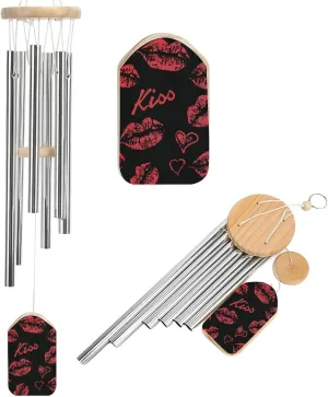 Red Lips Kiss Wind Chimes Outside with Relaxing Rich Sound, Memorial Wind Chimes Gifts Porch Garden Backyard