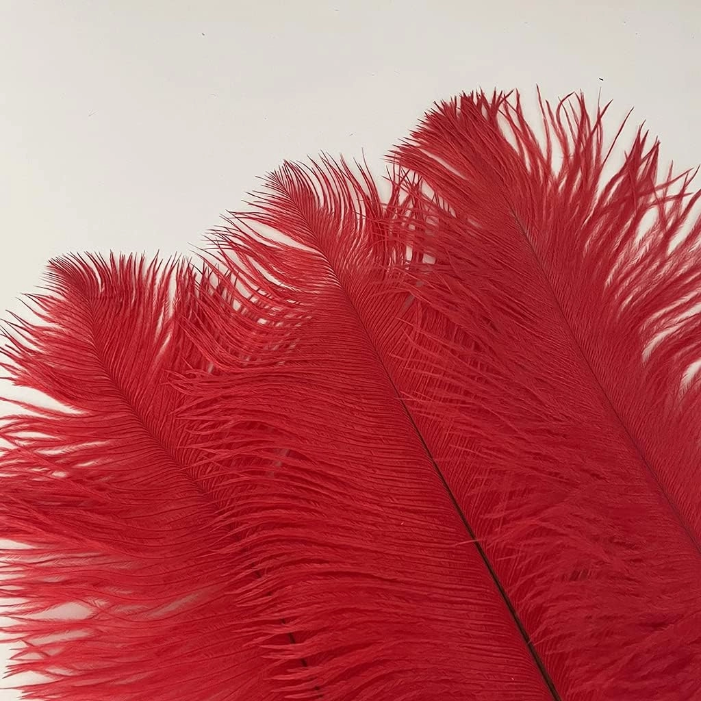 Red 10pcs 16-18inch Ostrich Feathers for Wedding Centerpieces Christmas Plume Home Decorations Party