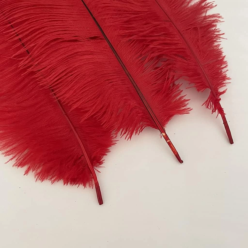 Red 10pcs 16-18inch Ostrich Feathers for Wedding Centerpieces Christmas Plume Home Decorations Party