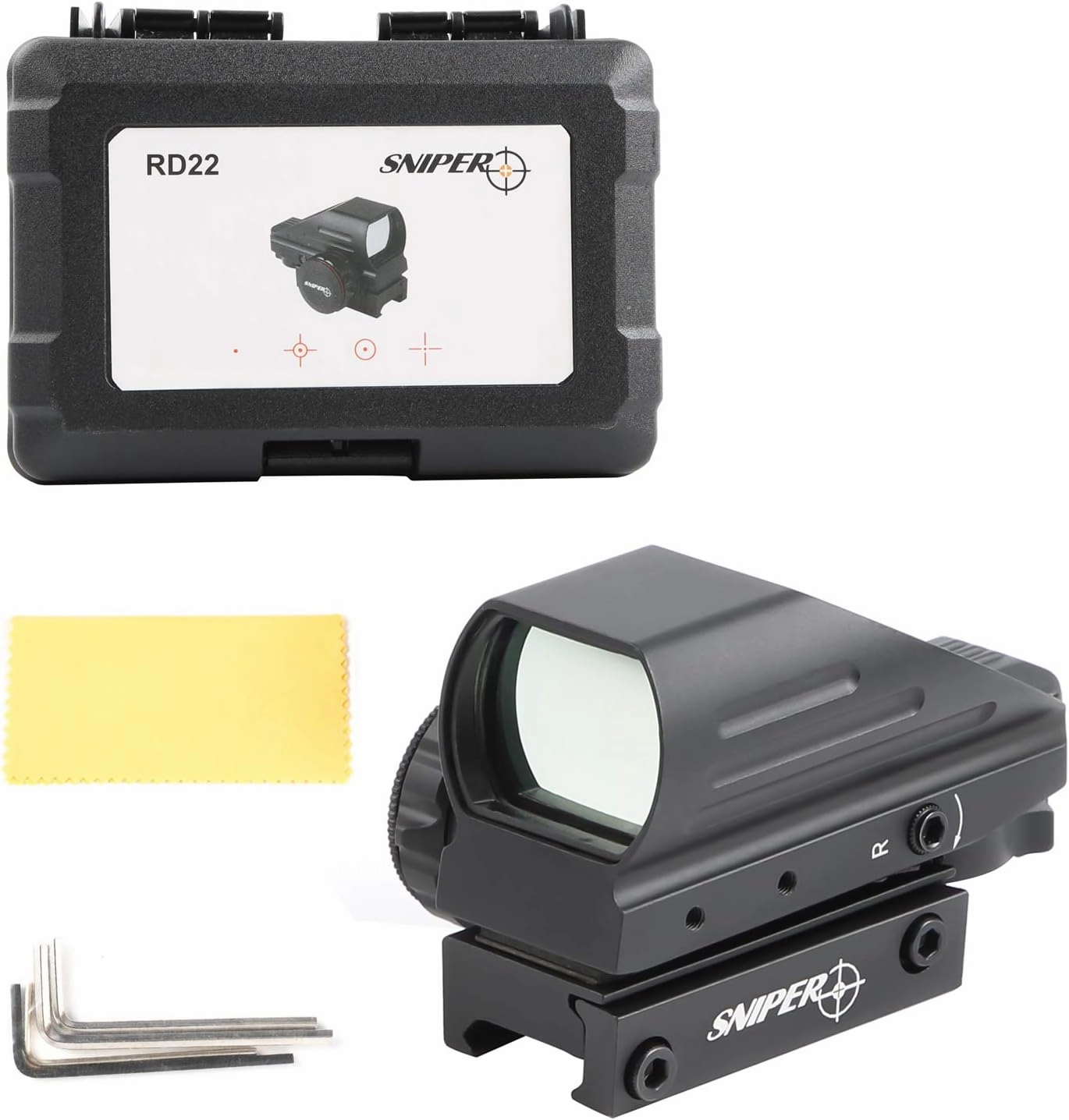 Red & Green Dot Sight, 4 Reticles Reflex Sight Fits Picatinny Rail, Brightness Adjustable