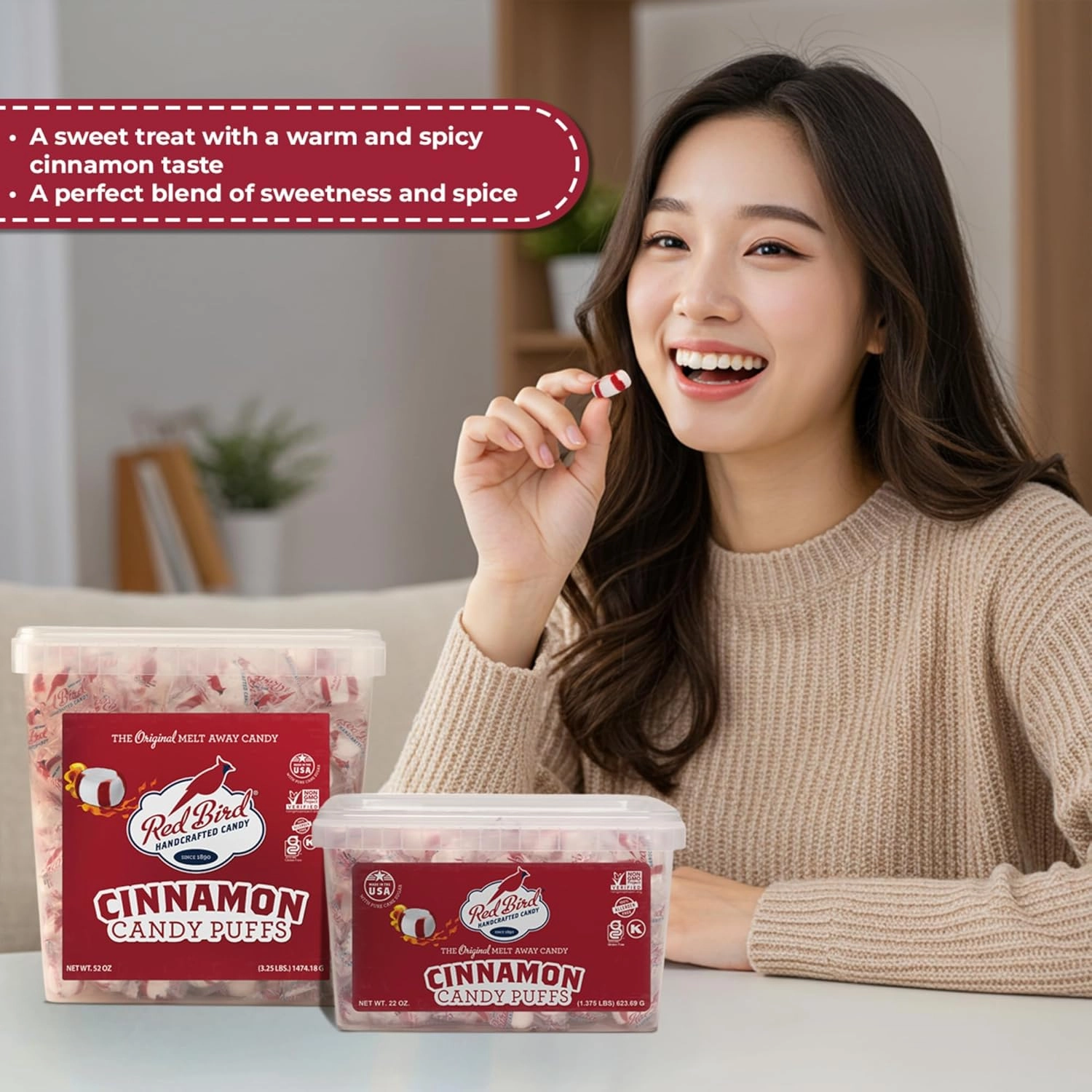 Red Bird Cinnamon Candy, Individually Wrapped, Gluten Free Breath Mints, 52 oz