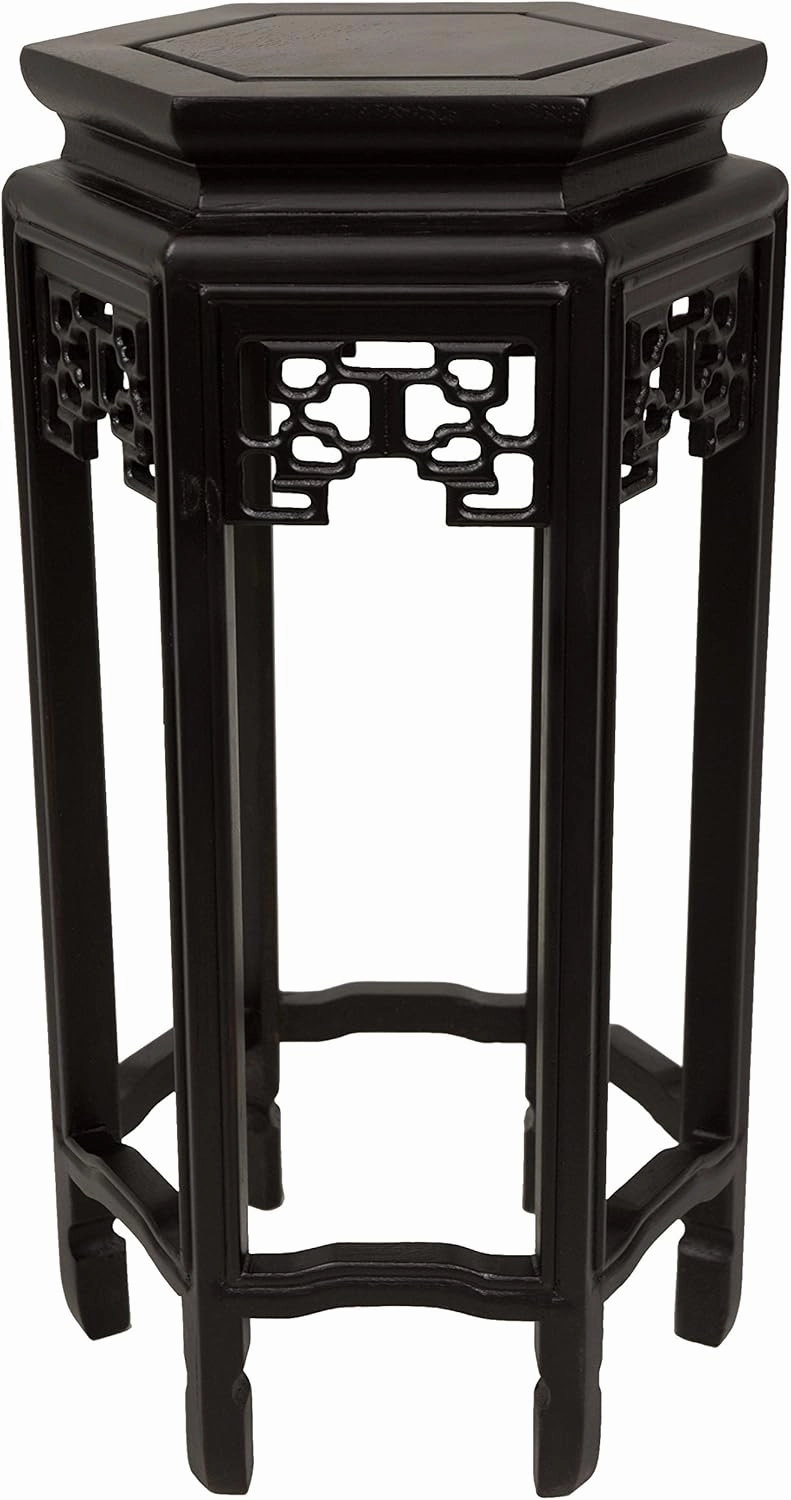 Red Lantern 20" Rosewood Stain Hexagon Plant Stand