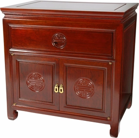 Red Lantern Bedside Cabinet, 22 in x 14 in x 22 in, Cherry Rosewood