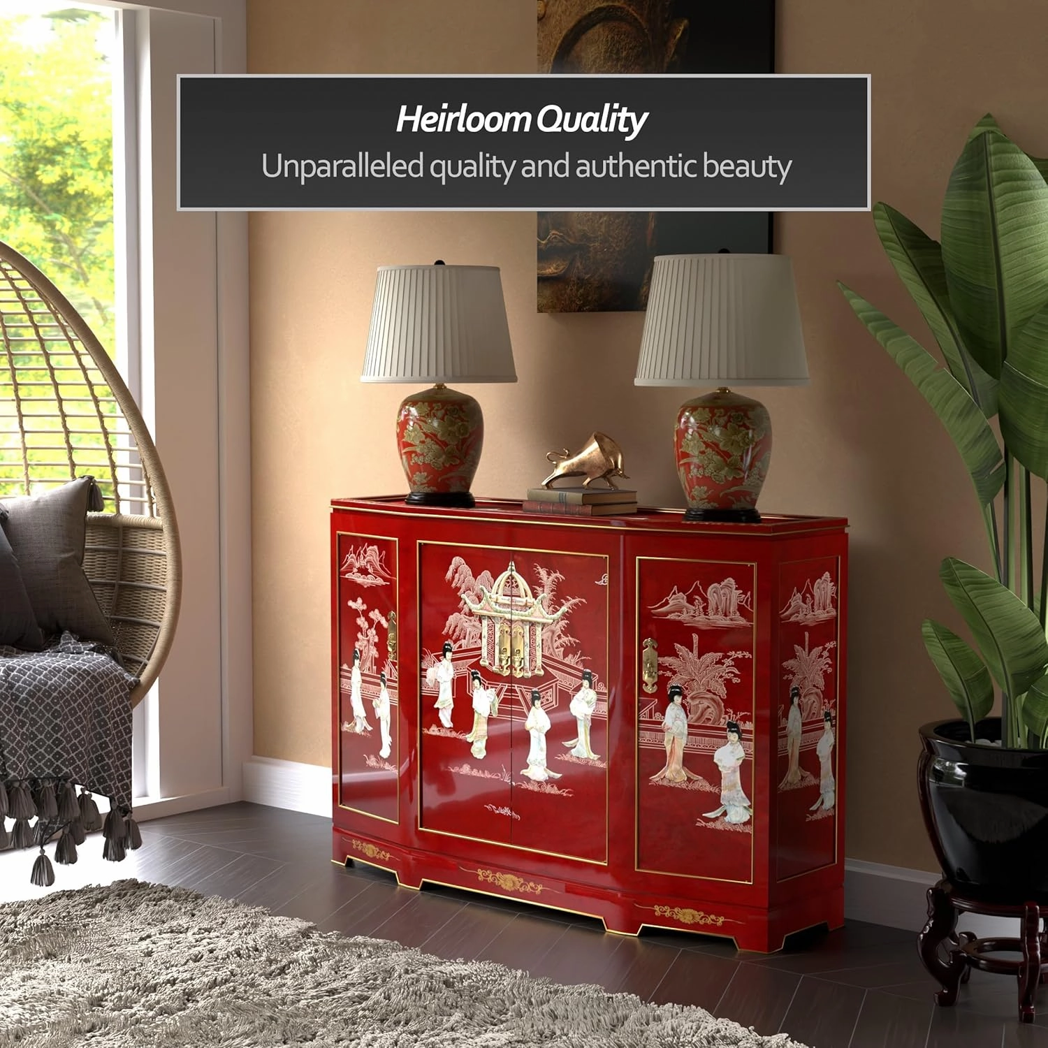 Red Lantern Slant Front Cabinet, Medium