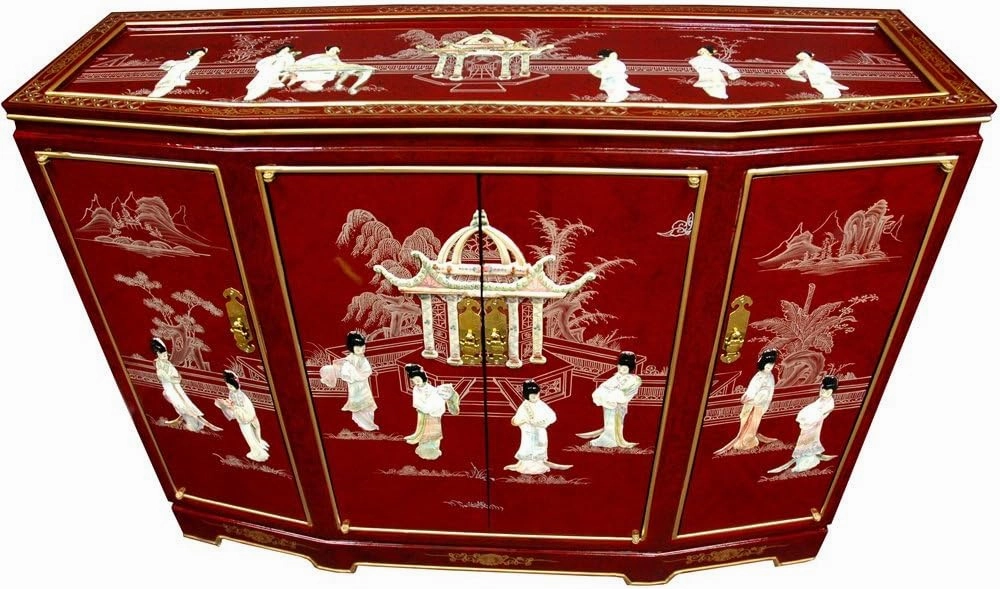 Red Lantern Slant Front Cabinet, Medium