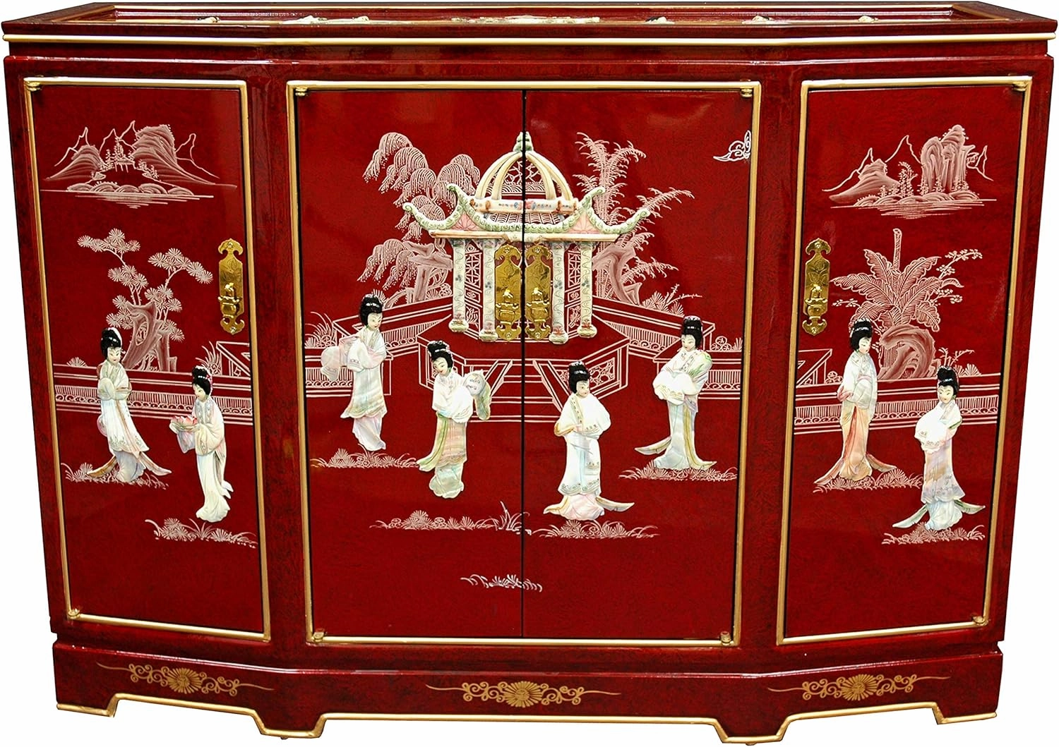 Red Lantern Slant Front Cabinet, Medium