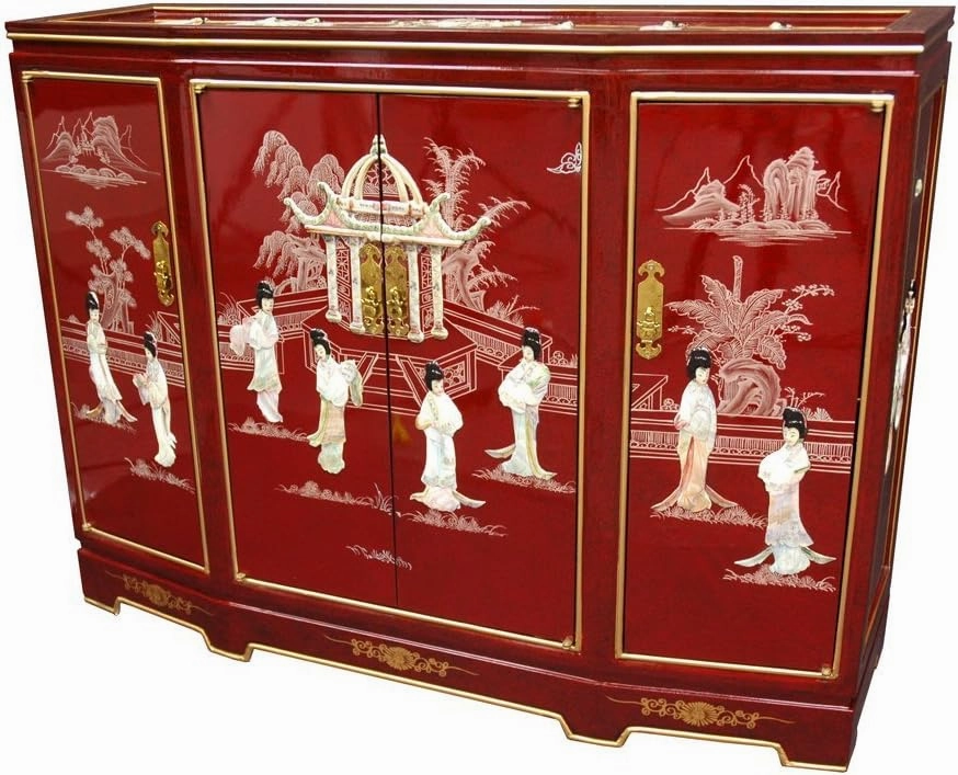 Red Lantern Slant Front Cabinet, Medium