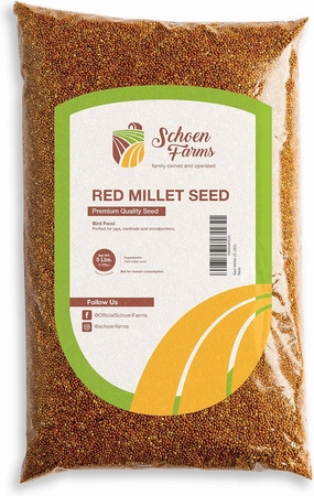 Red Millet (5 LBS) for Birds Cardinals, Chickadees, Nuthatches, Woodpeckers and Songbirds