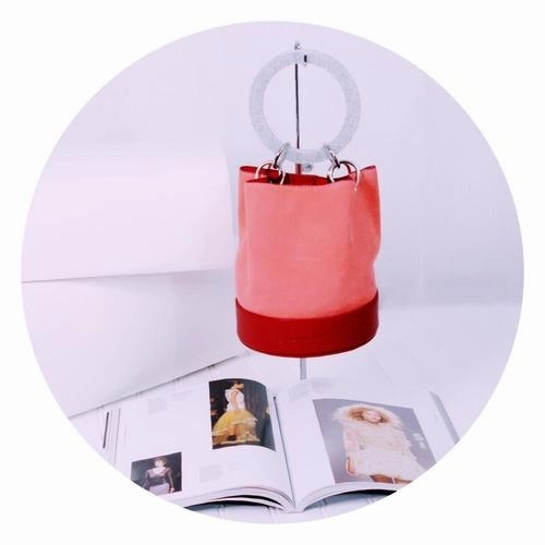 Red Pink Bracelet Handle Bucket Bag For Women