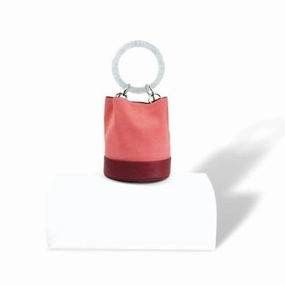 Red Pink Bracelet Handle Bucket Bag For Women