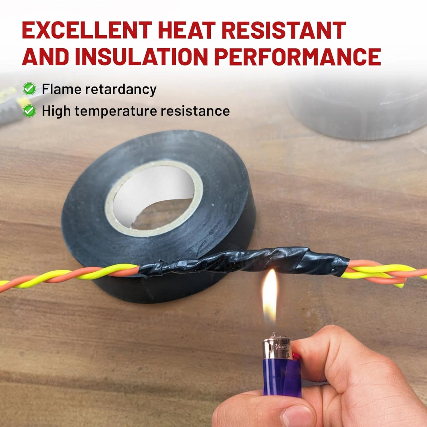 RED WOLF 1" x 66Ft 10 Roll Vinyl Electrical Tape, UL CSA Listed PVC Electric Tape 7 Mil Thick Flame Retardant Strong Rubber Based Adhesive Tape Rated 600V for Electrical Automotive Application