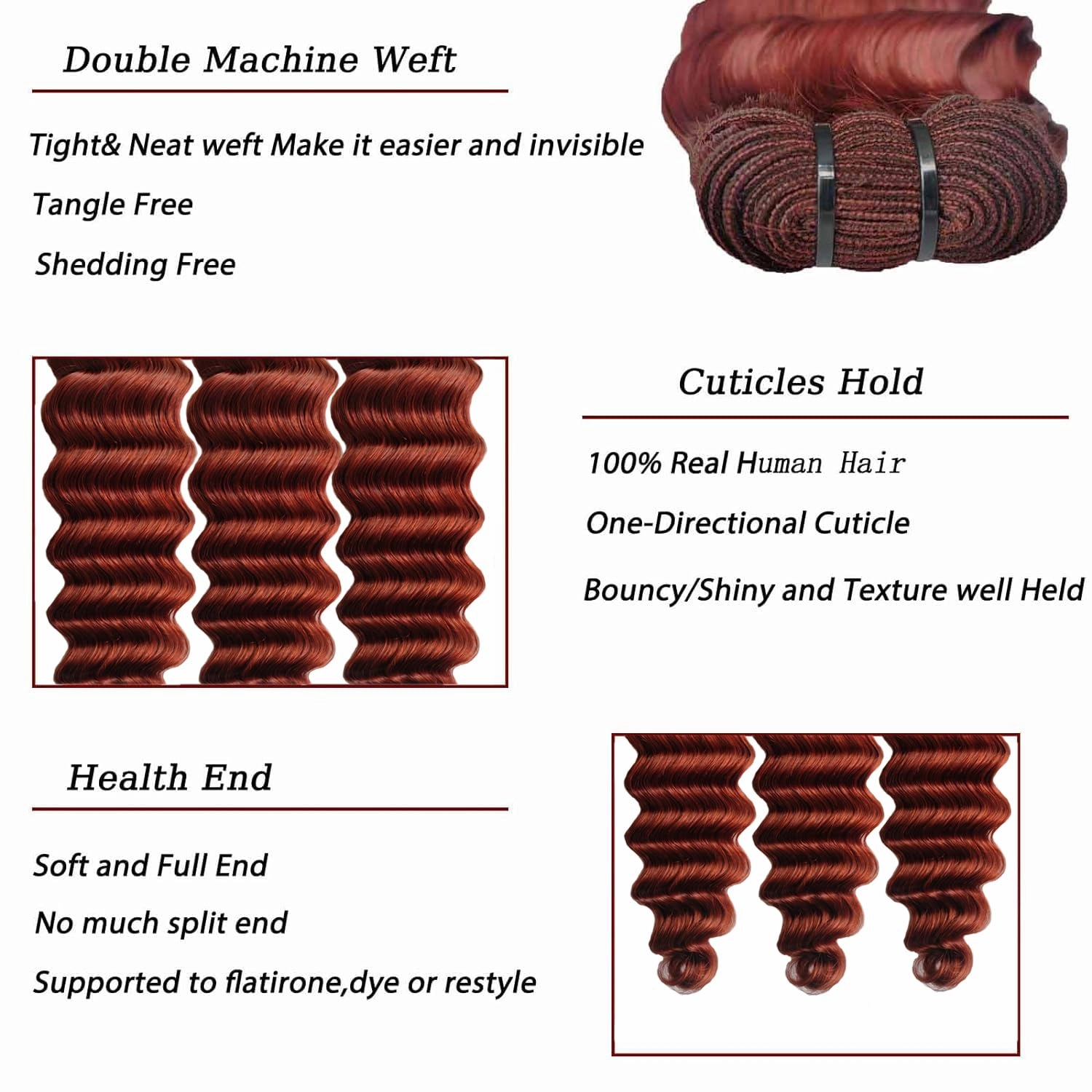 Reddish Brown Bundles with Closure(20 22 24 20),10A Brazilian Loose Deep 3 Bundles with 4x4 Lace Closure with Bundles Human Hair Auburn