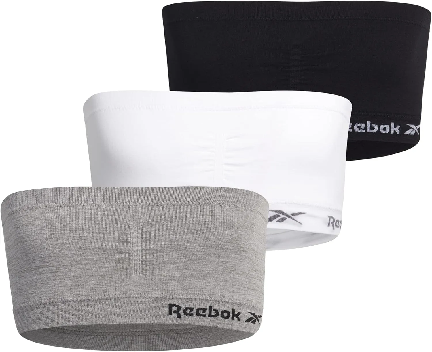 Reebok Girls' Training Bras - 3 Pack/6 Pack Soft Seamless Strapless Tube Bandeau Bra with Removable Pads (Sizes: S-XL)