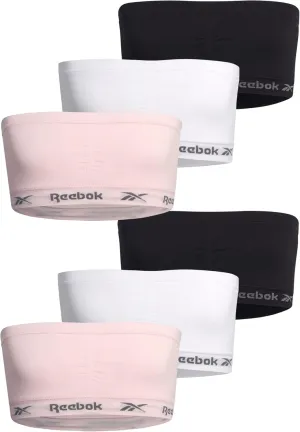 Reebok Girls' Training Bras - 3 Pack/6 Pack Soft Seamless Strapless Tube Bandeau Bra with Removable Pads (Sizes: S-XL)