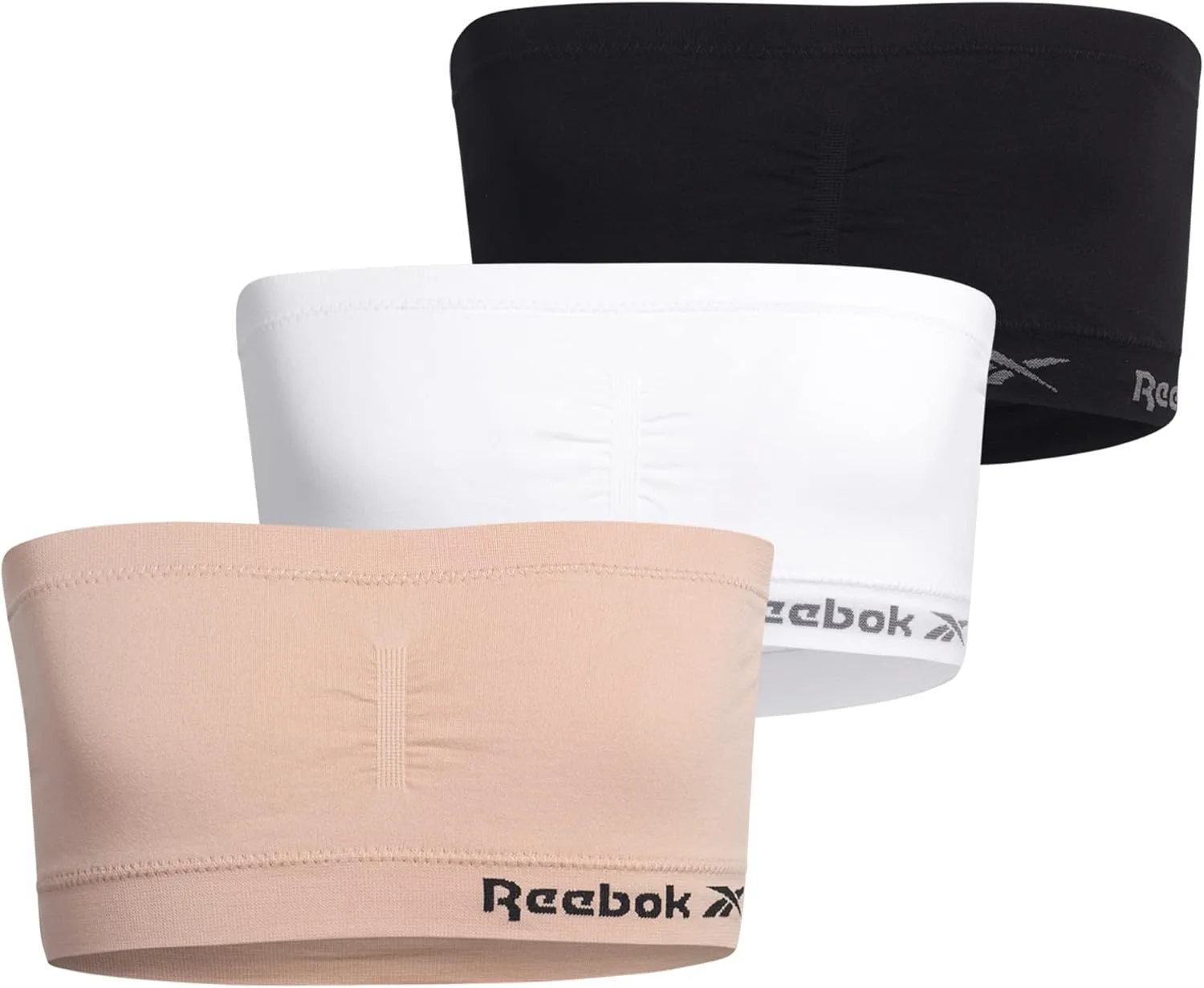 Reebok Girls' Training Bras - 3 Pack/6 Pack Soft Seamless Strapless Tube Bandeau Bra with Removable Pads (Sizes: S-XL)