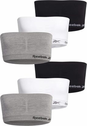 Reebok Girls' Training Bras - 3 Pack/6 Pack Soft Seamless Strapless Tube Bandeau Bra with Removable Pads (Sizes: S-XL)