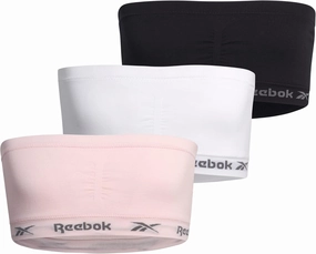 Reebok Girls' Training Bras - 3 Pack/6 Pack Soft Seamless Strapless Tube Bandeau Bra with Removable Pads (Sizes: S-XL)