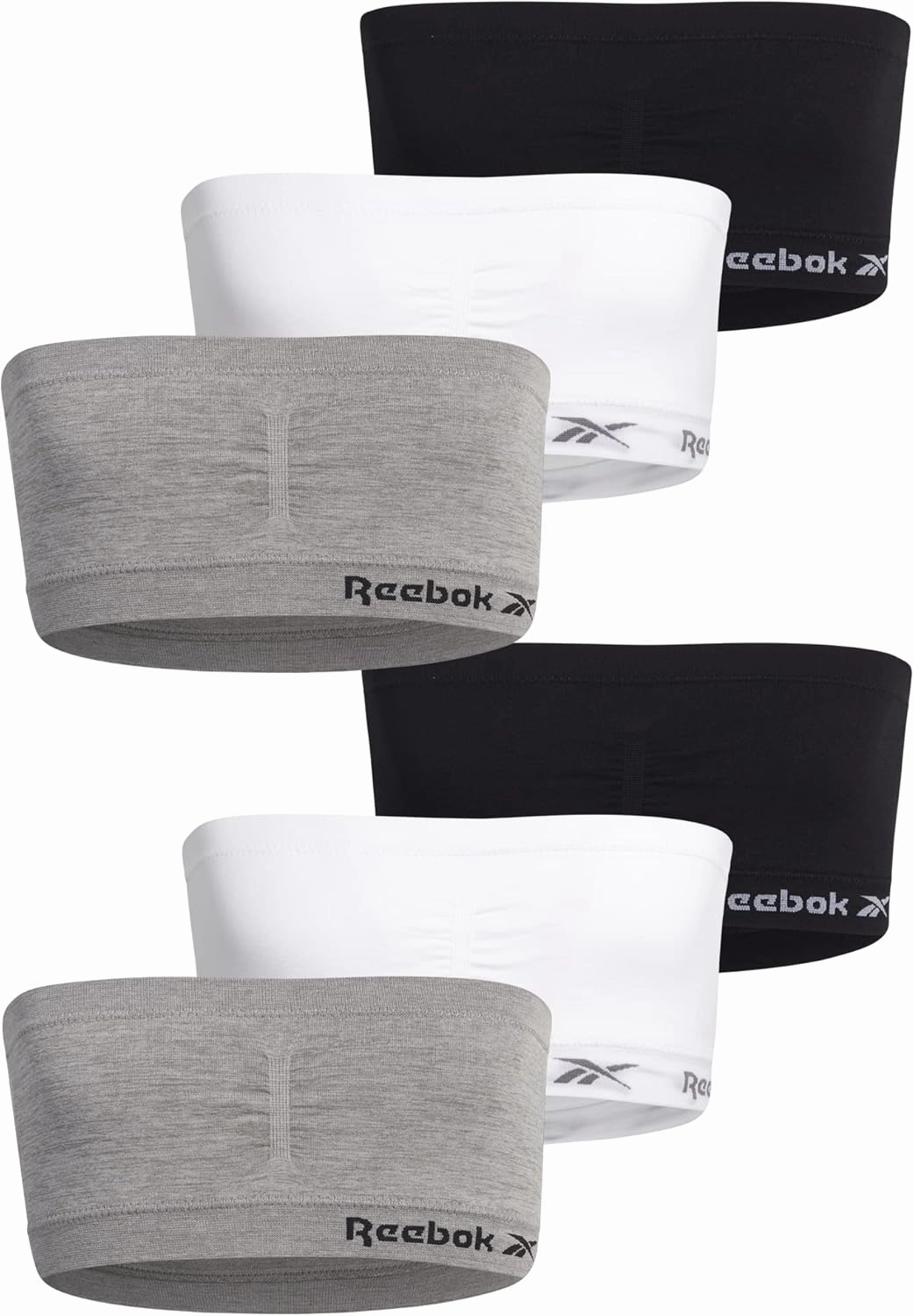 Reebok Girls' Training Bras - 3 Pack/6 Pack Soft Seamless Strapless Tube Bandeau Bra with Removable Pads (Sizes: S-XL)