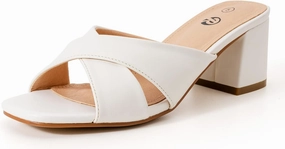 Rekayla Heeled Sandals Women Comfortable, Square Toe Sandals Comfy Mule Shoes Chunky Block Heels Women's Sandals Slip On Minimalist Heels Comfortable Mule for Long Walk Casual Shoes Summer Dressy