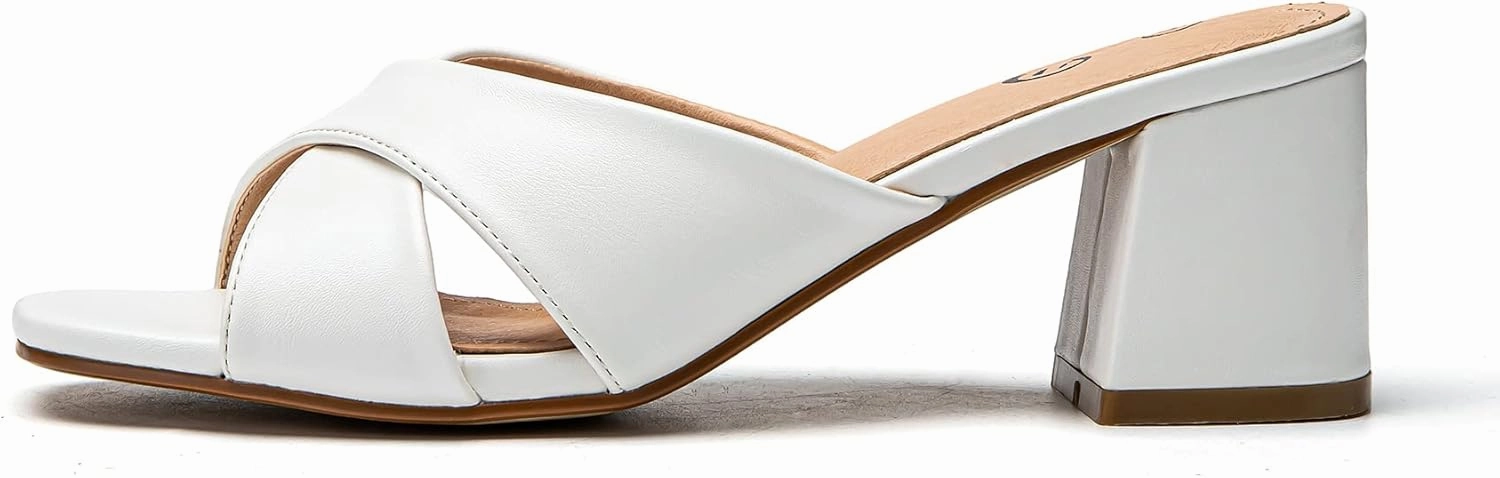 Rekayla Heeled Sandals Women Comfortable, Square Toe Sandals Comfy Mule Shoes Chunky Block Heels Women's Sandals Slip On Minimalist Heels Comfortable Mule for Long Walk Casual Shoes Summer Dressy