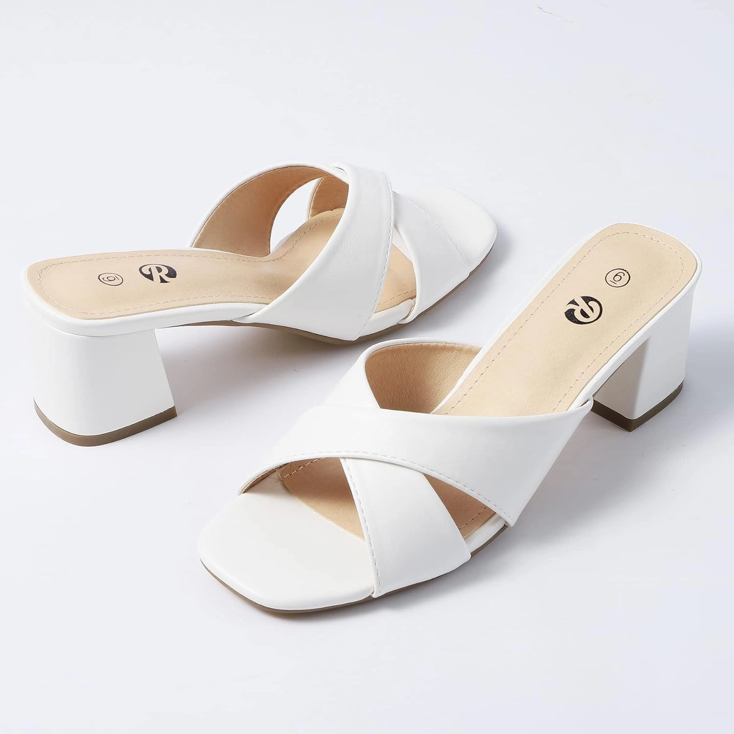 Rekayla Heeled Sandals Women Comfortable, Square Toe Sandals Comfy Mule Shoes Chunky Block Heels Women's Sandals Slip On Minimalist Heels Comfortable Mule for Long Walk Casual Shoes Summer Dressy