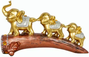 Resin Elephant Figurines Set of 3, Indoor Decorative Statue for Living Room, Mantel & Tabletop, Non-Electric, Festive Gift for Christmas, Thanksgiving, Valentine's Day