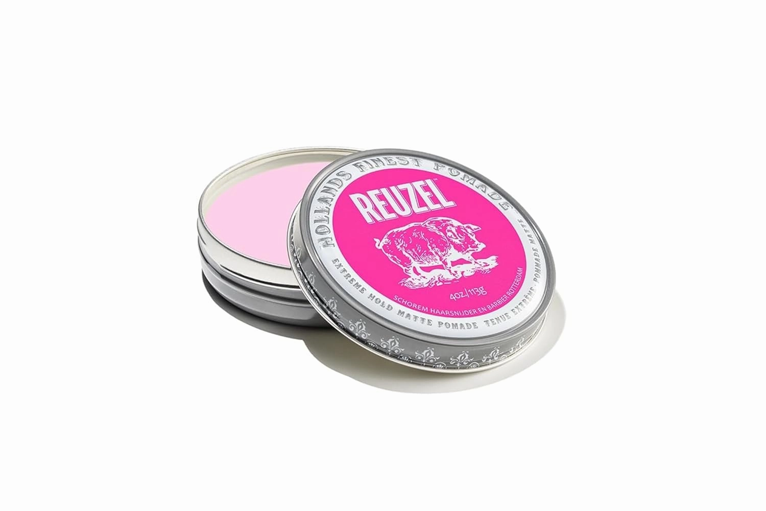 REUZEL Pink Extreme Hold Matte Pomade, Extreme Hold, Water Soluble Styling, Matte Finish, Easy To Wash Out, For All Hairstyles, 4 oz